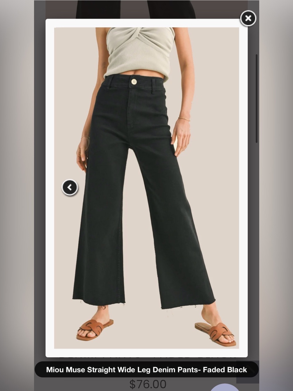 MIOU MUSE STRAIGHT WIDE LEG DENIM PANTS- FADED BLACK- SIZE MEDIUM